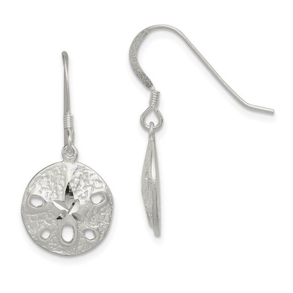 Black Bow Jewelry Co. Jewelry - 12mm Diamond Cut Sand Dollar Dangle Earrings in Sterling Silver